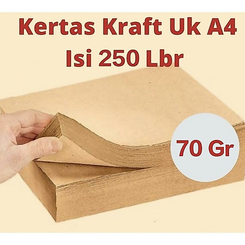 250 Lembar Kertas Kraft A4 70 Gram 70gram 70gr / Kertas Samson Kraft Paper A4 / Kertas Cokelat Muda 