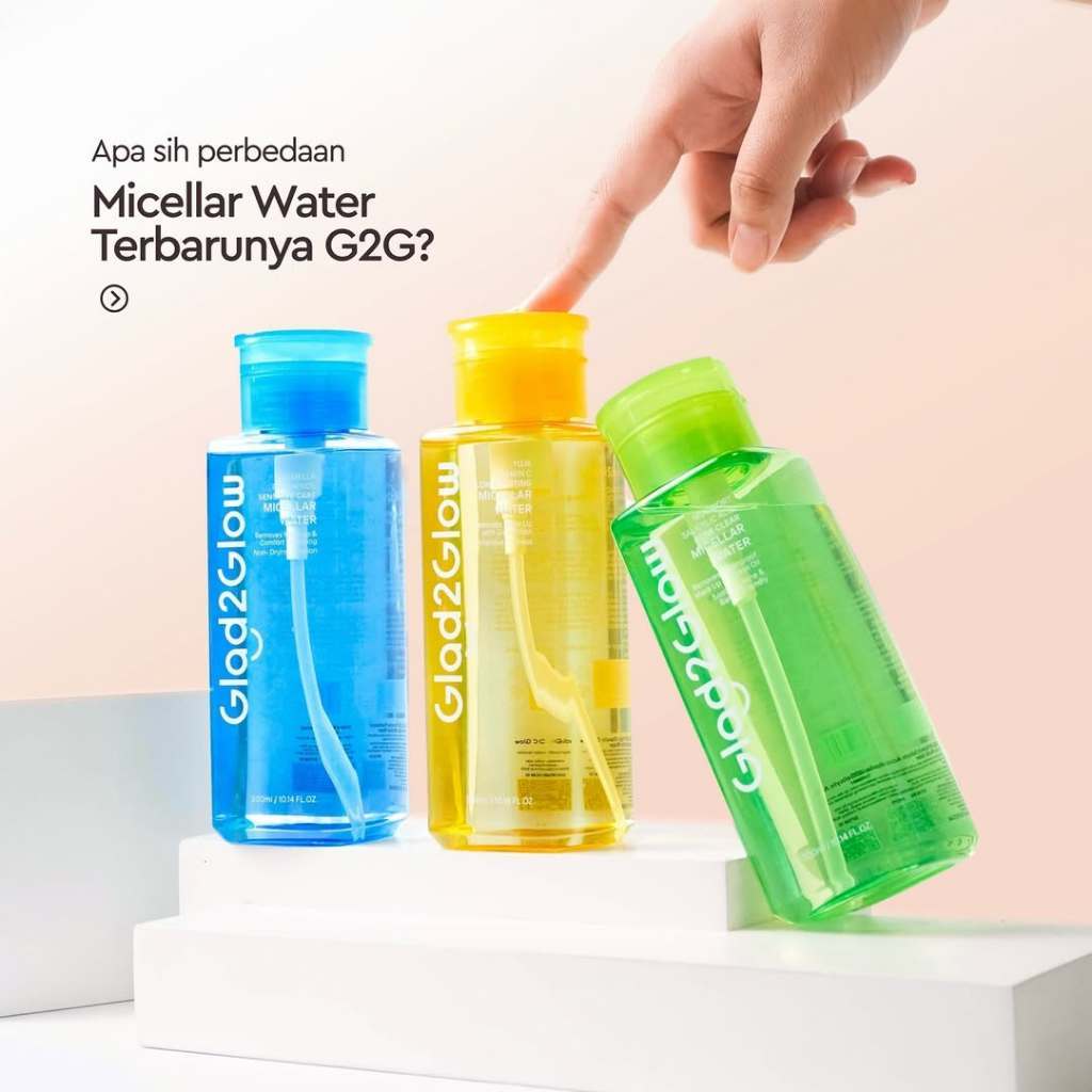 GLAD2GLOW Micellar Water SERIES 130ml 300ml | Cherry Blossom | Panthenol | Mugwort Salicylic | Yuja 