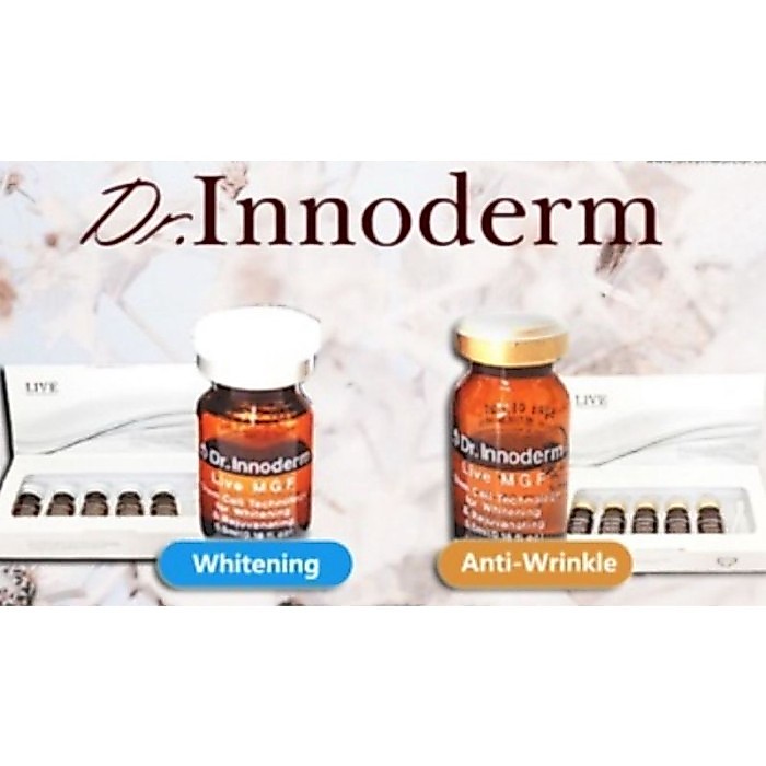 DR. INNODERM MGF whitening / MGF rejuvenating serum dermaroller reg bpom
