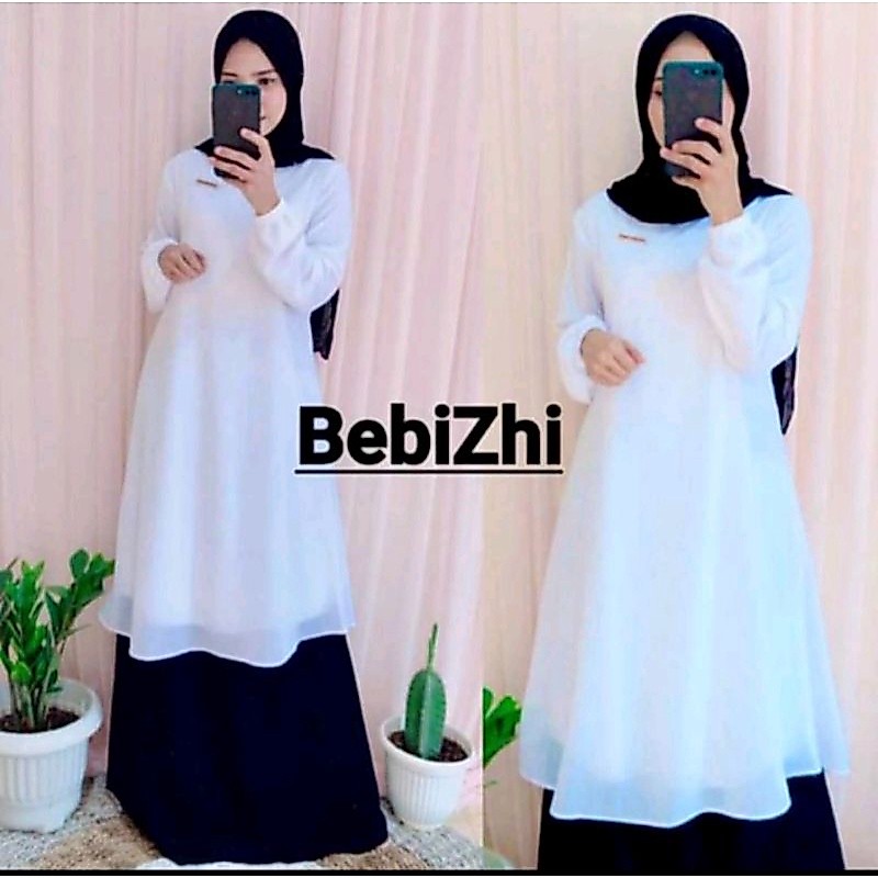 READY STOCK GAMIS/TUNIK KERJA HITAM PUTIH
