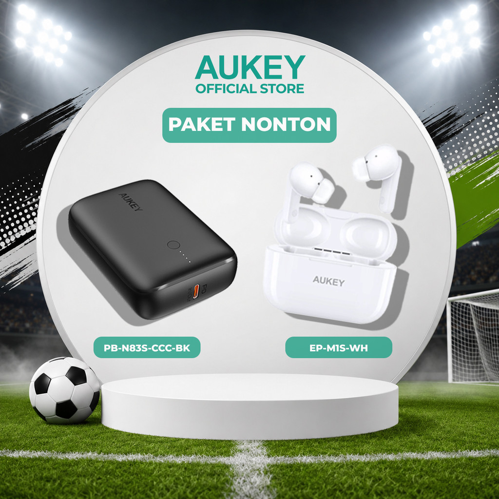 [PAKET NONTON] AUKEY Powerbank 10000mAh CCC PB-N83S + TWS Bluetooth IPX5 EP-M1S