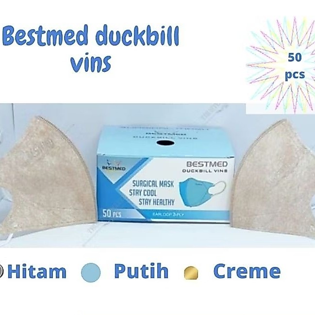 BESTMED DUCKBILL VINS SURGICAL MASK / MASKER MEDIS 50 PCS