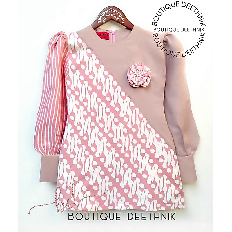 blus batik warna dusty pink mix katun
