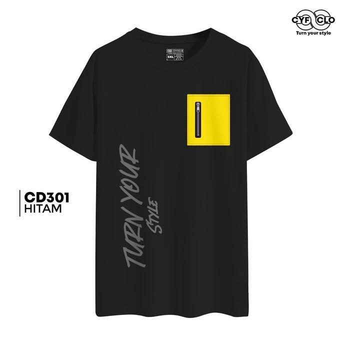 CYFCLO Kaos Oblong Distro Edisi Kantong New CD301 Turn Your Style Unik Pria Wanita Bahan Cotton Comb