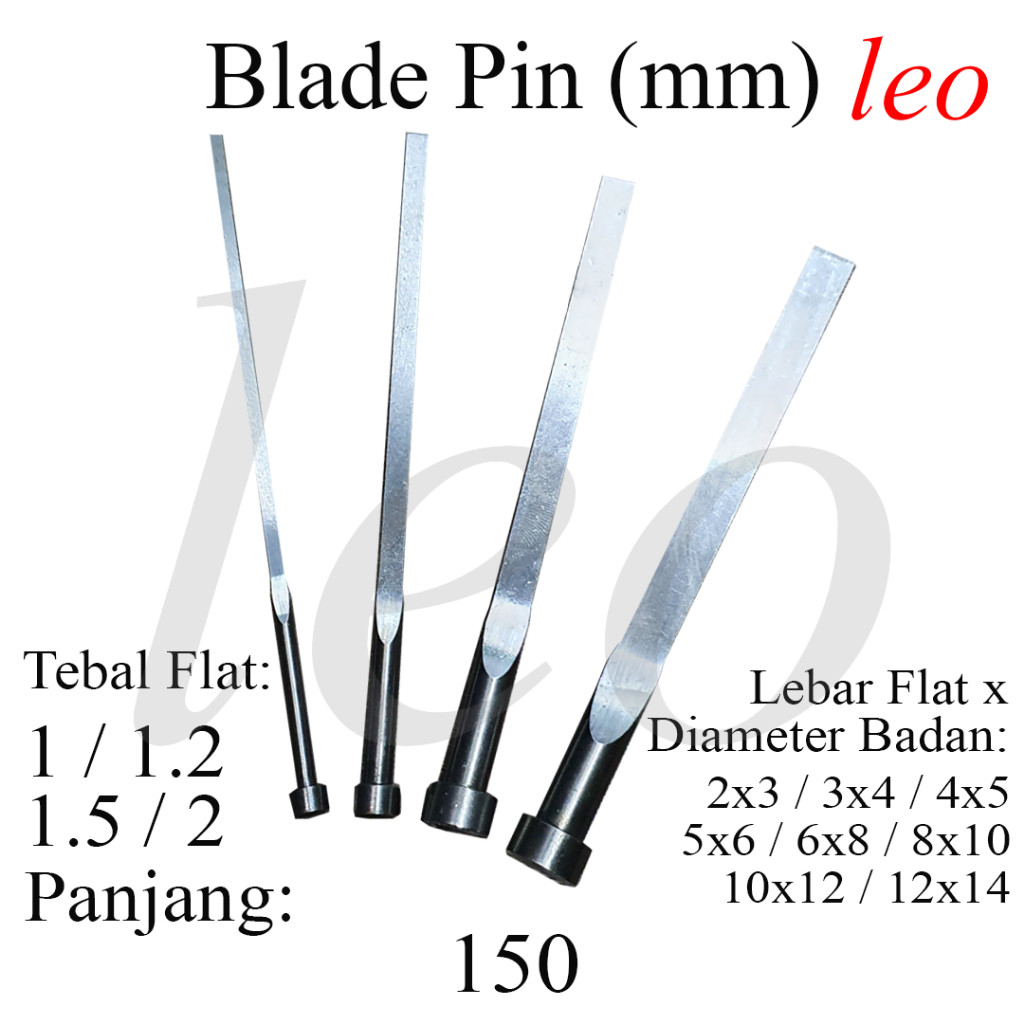 Blade Ejector Pin 150mm 1/1.2/1.5/2mm x 2/3/4/5/6/8/10/12 Pin Gepeng Pipih Pin Blade 150 mm