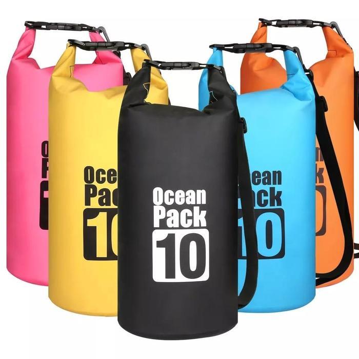 DRY BAG TAS PANTAI TAS PANCING ANTI AIR WATERPROOF BAG OCEAN PARK (Simba) Olahraga - 10 LITER, HITAM