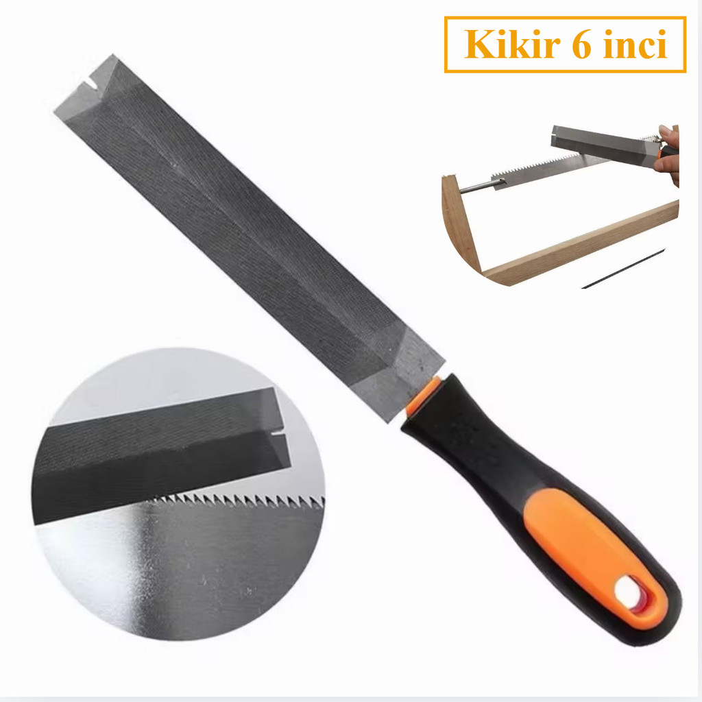 Kikir Serbaguna 6 Inch Kikir Gergaji Segitiga & Flat Alat Asah Penghalus Kayu Besi Pipa Ubin Perkaka