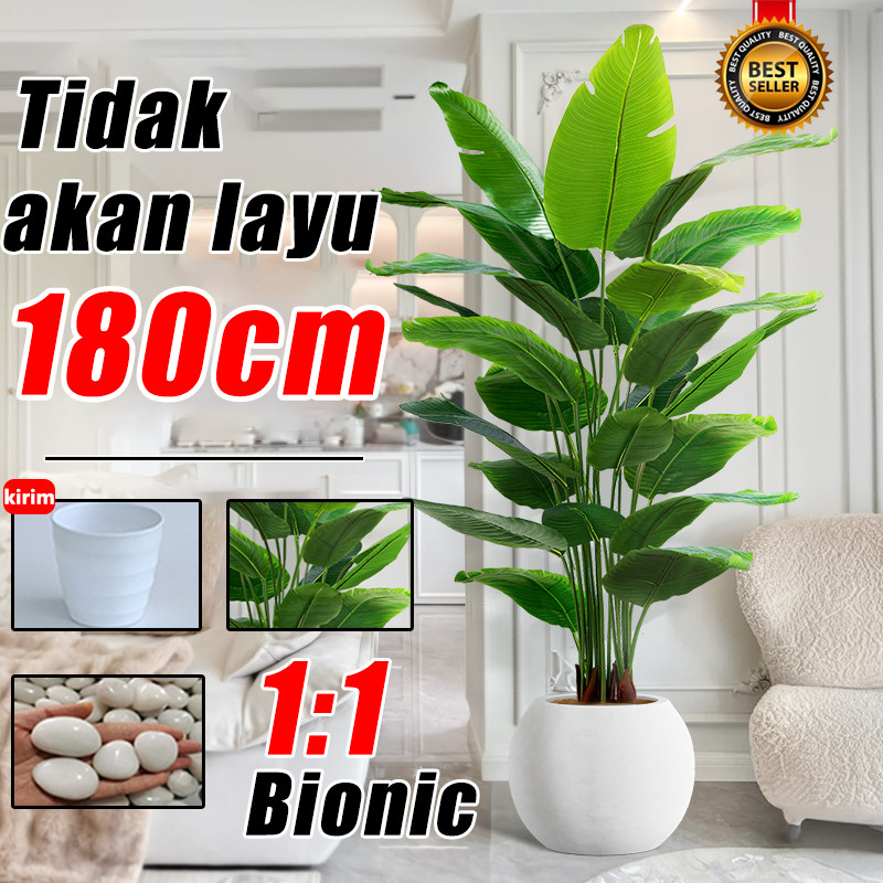 PROMO2025 DAUN PALEM PLASTIK POHON PISANG 180CM 5AKELAS DAUN PISANG JUMBO DEKORASI SUDUT RUMAH TANAM