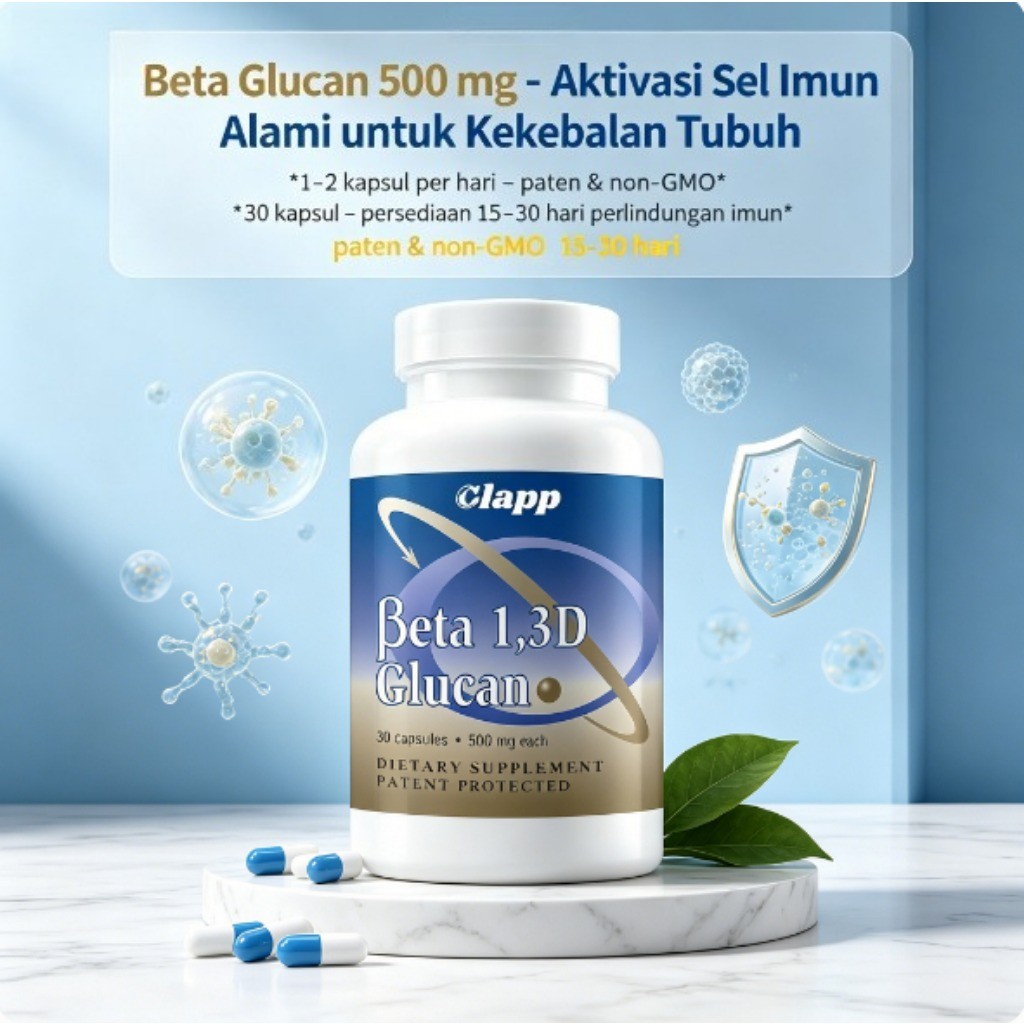 Clapp Beta Glucan 300 Dari Ragi Roti Patent Protected Bantu Aktivasi Sel Imun Alami Pagi Hari 30 Kap