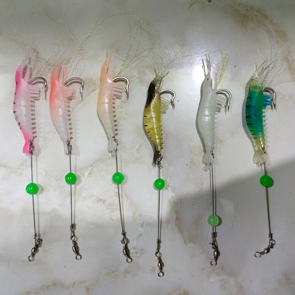 Umpan Pancing Casting Udang Soft Lure Luminous GID Baitcasting