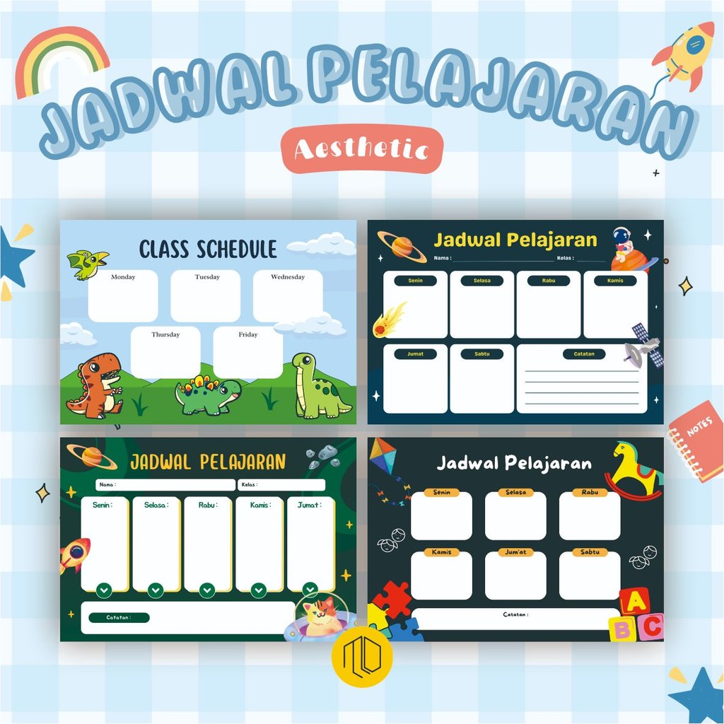Poster Jadwal Pelajaran - Poster Sekolah Jadwal Pelajaran Anak 3 - Weekly Planner | Jadwal Sekolah M