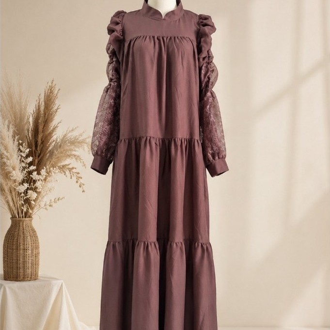Amina Dress Elly Arsy - Amina Dress Premium - Dress Elegan Amina - Gamis Muslimah Kondangan
