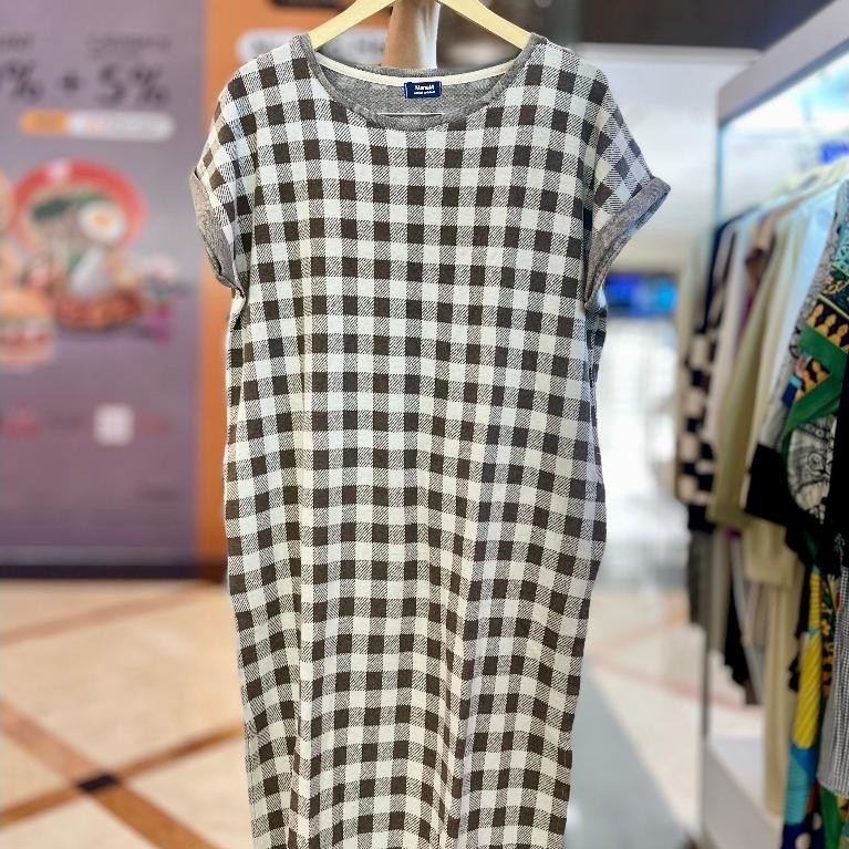 Tunik Yolan Fashion Muslim Wanita - Imani Butik Tunik Model Motif Kotak Bahan Katun Lengan Pendek