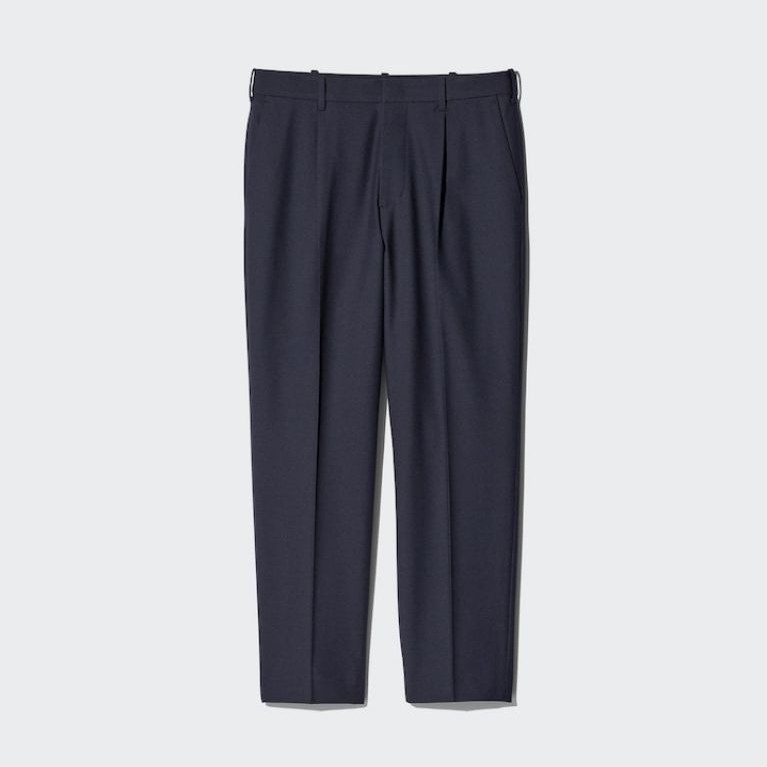 UNIQLO Celana Ankle Rapi Lipit Trousers Hitam Black S Formal Casual Kerja