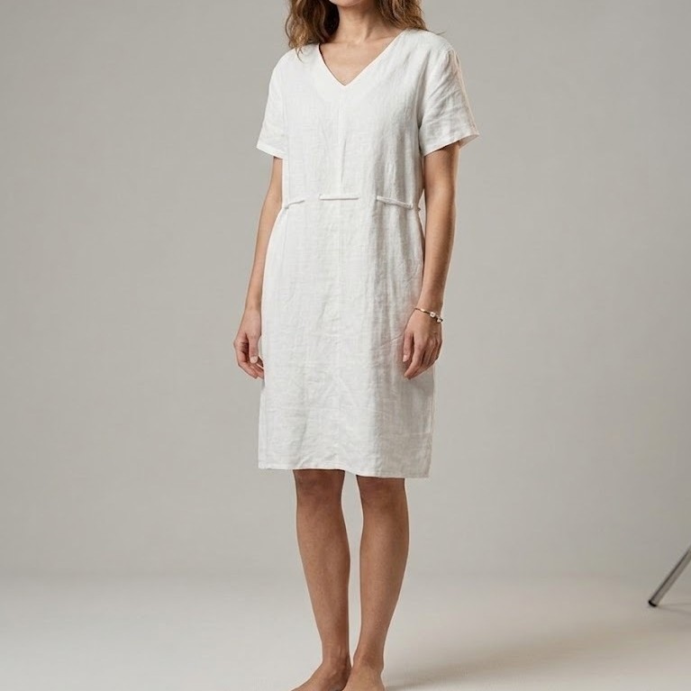 DRESS midi tie belt white gaun putih polos branded wanita