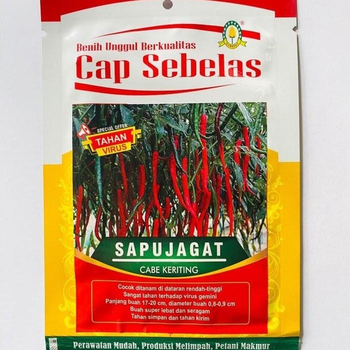 Benih Cabe Keriting SAPUJAGAT isi _+ 2500 dari CAP SEBELAS