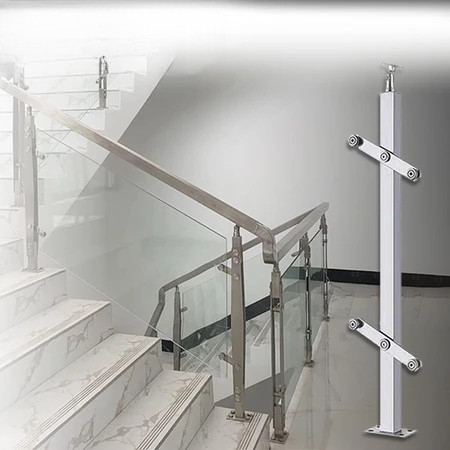 Tiang Railing Tangga Kaca 85cm Stair Handrail Columns Square Stainless 304 EBS Perlengkapan Rumah