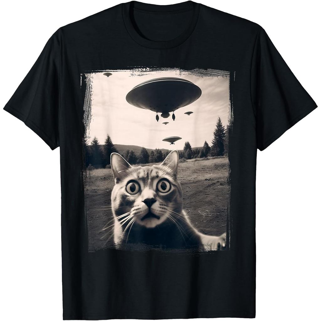 Kaos Outdoor Y2K Unisex Kucing Alien Trend Y2K Menarik