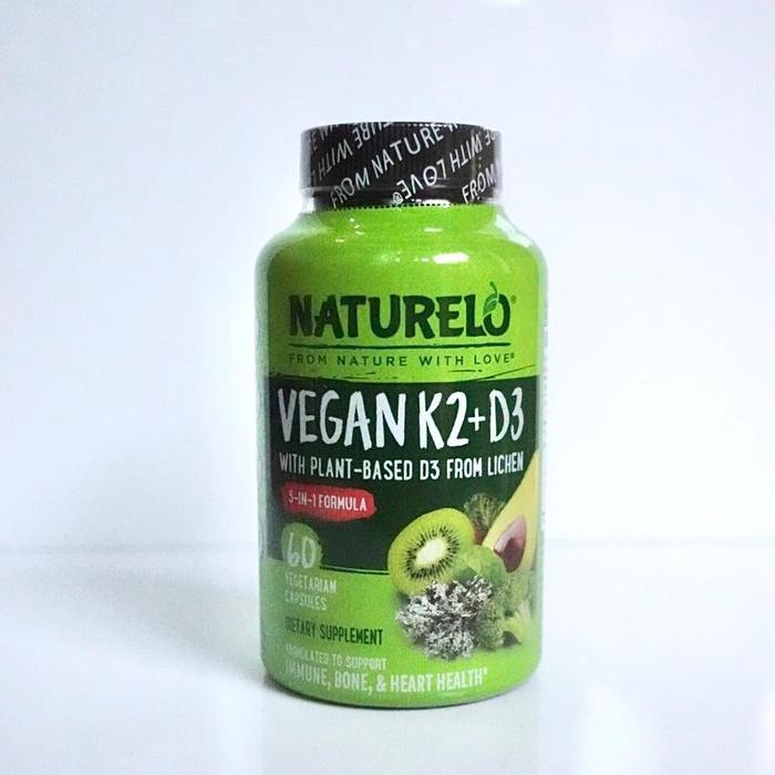 Naturelo Vegan K2+D3 60 Vegetarian Capsules  USA