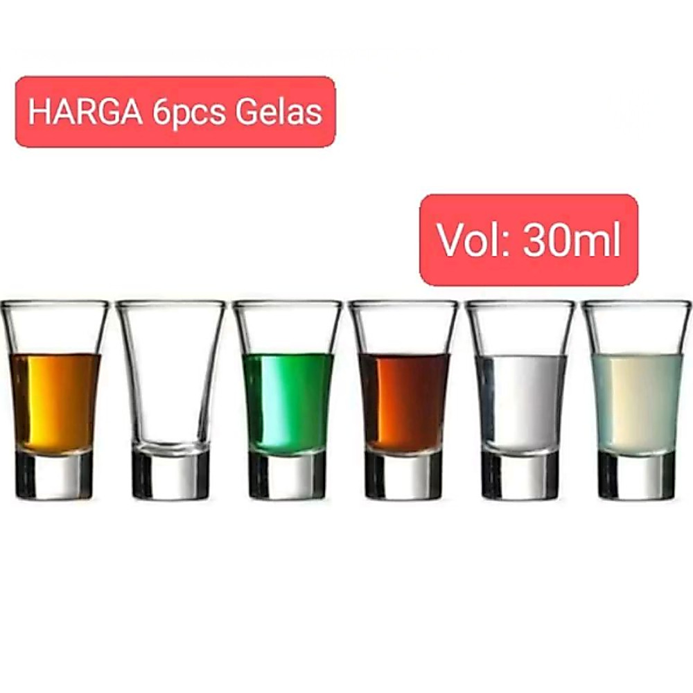 Isi 6 pcs Gelas sloki mini / gelas shot mini / gelas lilin / gelas kaca / gelas mini 1 Oz T106 gelas