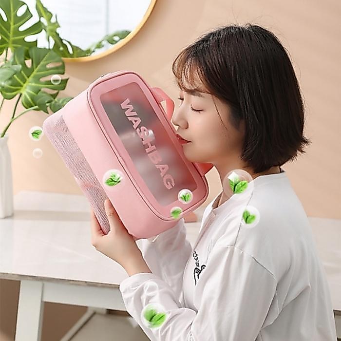 Travel Makeup Anti Air Murah Tas Kosmetik Organizer Traveling Transparan Bag Alat MandiPemisahan