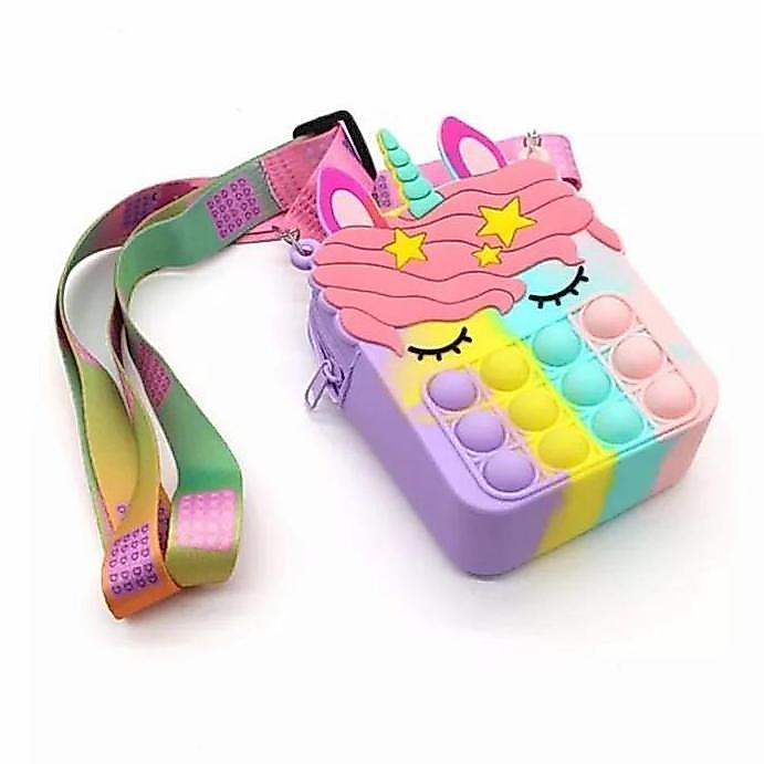 Pop It Unicorn Wallet Cross Bag Mini Tas Anak Unicorn Dompet Rainbow