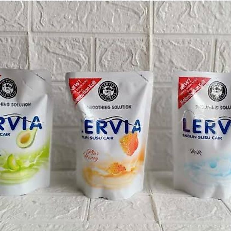 Lervia sabun cair 400ml/Sabun mandi cair lervia madu 400ml/Sabun lervia Susu 400ml