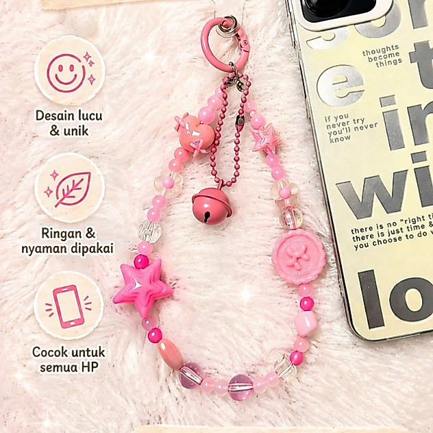 PS-8P Phone Strap / Mainan Hp / Phone Charm / Gantungan Hp Custom - Pink Series 1