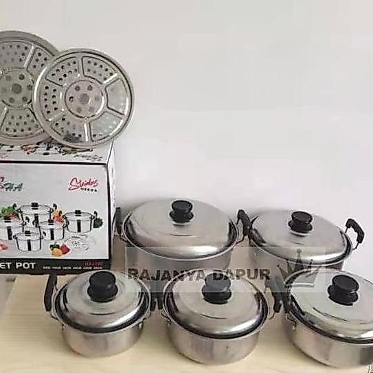 luckynopicky Panci kingko 555 steamer - panci set stainless 555 Diskon