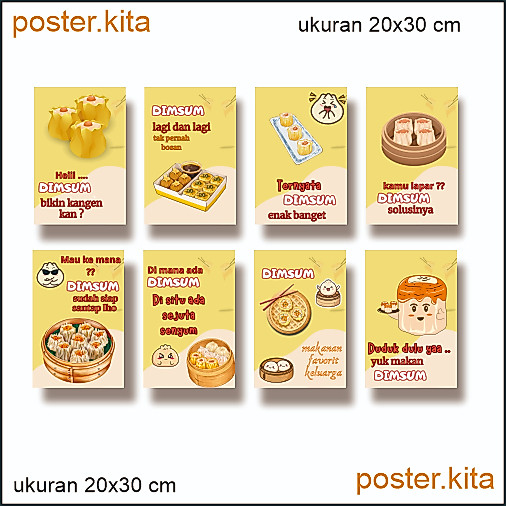Poster dimsum uk 20x30 cmhiasan tembok warung dimsum hiasan toko dimsum kedai dimsum
