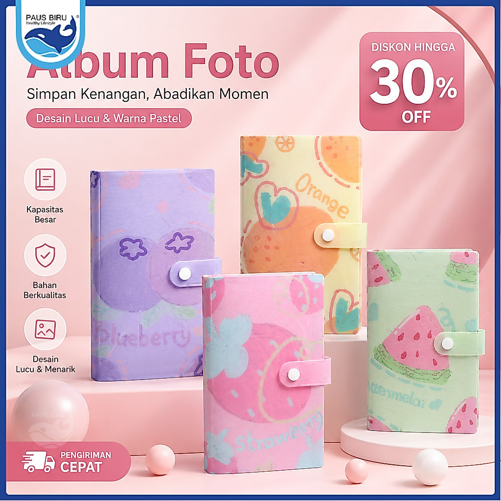Paus Biru - Album Foto Polaroid 120 240 Slot Photocard | Binder Keuangan Dompet Pintar Pengatur Uang