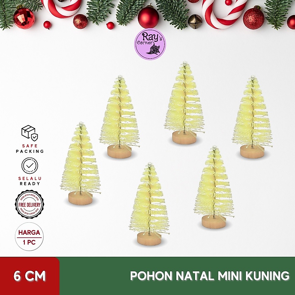 Pohon Natal Mini 6 cm Dekorasi Foto Ornamen Christmas Craft DIY Kayu Asli Miniatur Hiasan Cantik