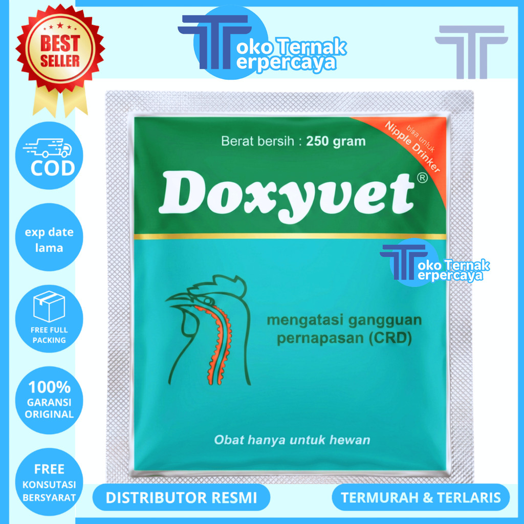 DOXYVET 100 GRAM DAN DOXYVET 250 GRAM MEDION - Obat Ayam Burung Ngorok CRD Flu Infeksi Pernafasan