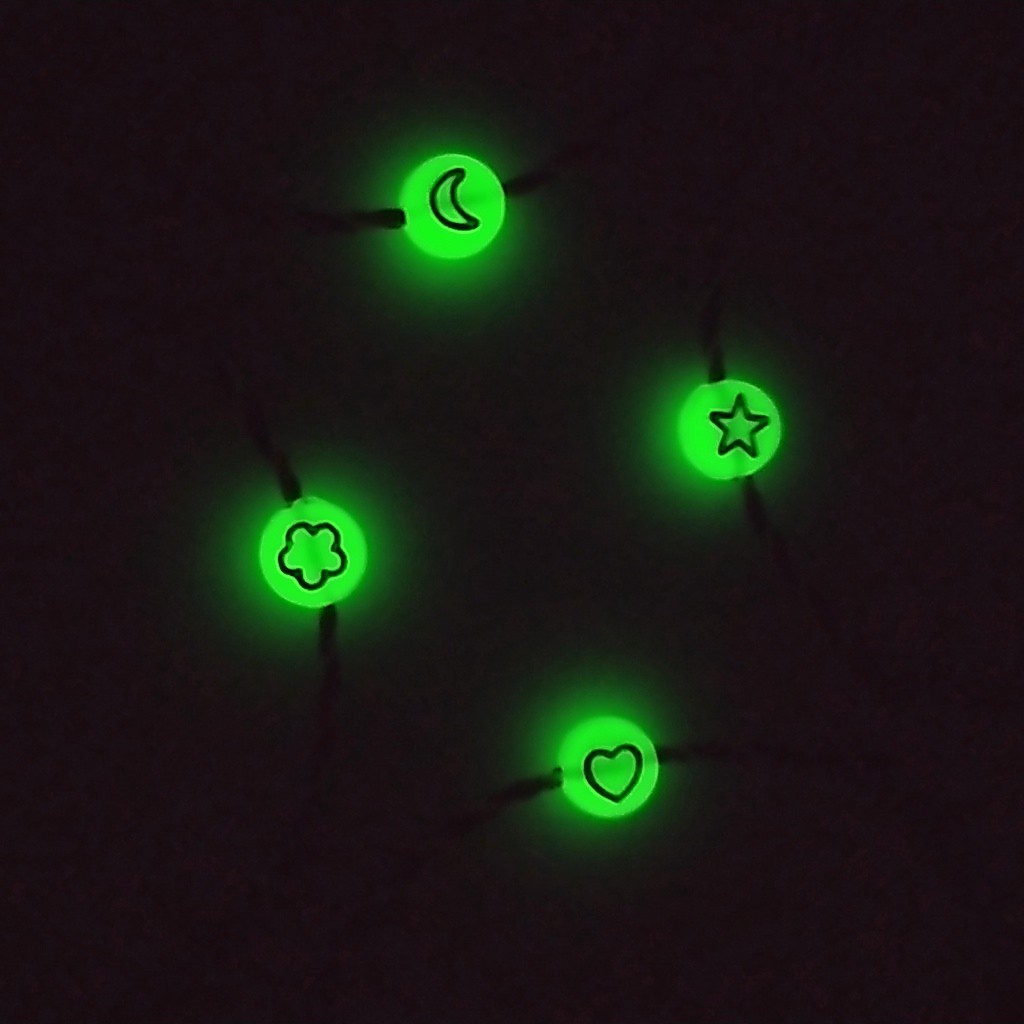 Gelang Hitam Pria Wanita Dewasa Custom Huruf Inisial Nama Angka Tali Korea Glow In The Dark Bisa Men