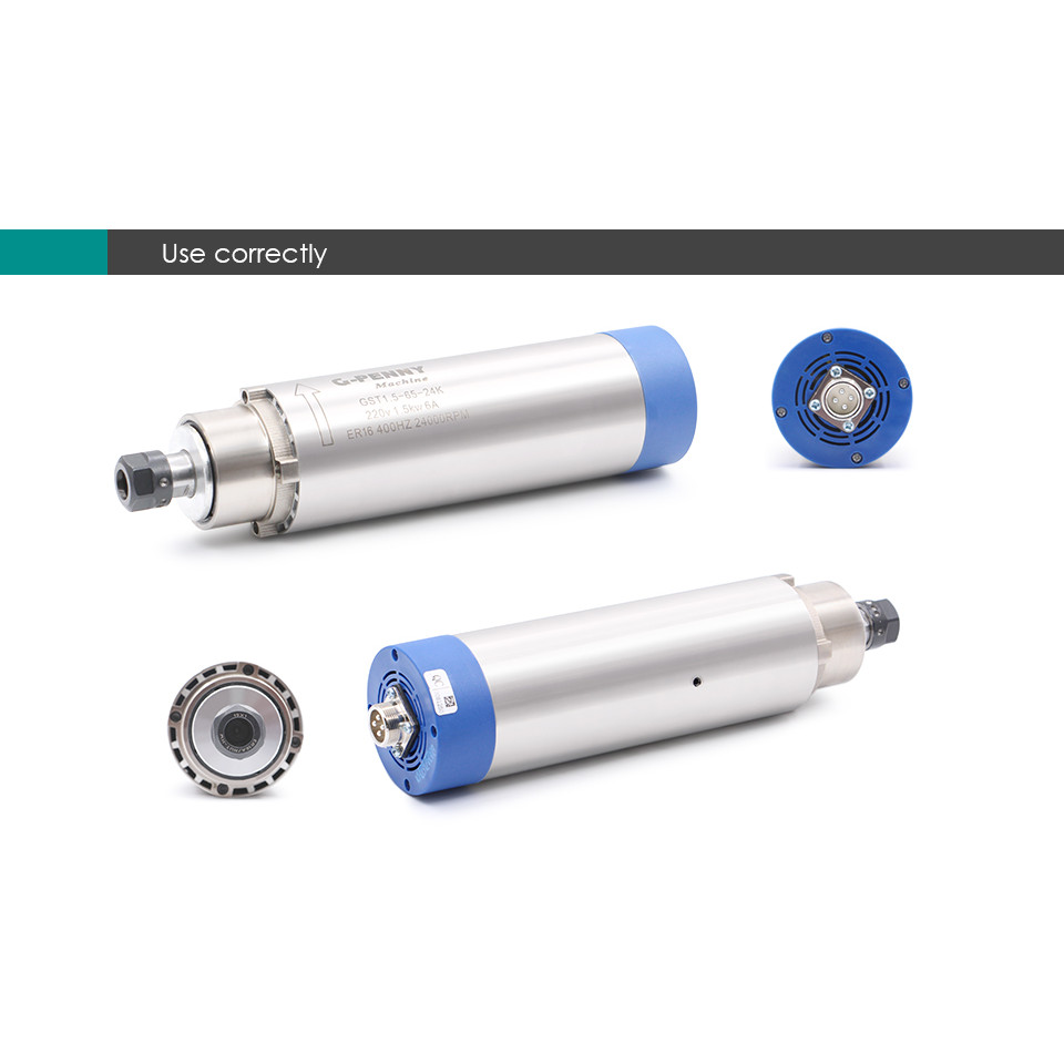 G-penny 1.5KW ER16 D65 220v/380v Air cooled spindle motor Kit, 1.5KW QL inverter/VFD 4 Bearings