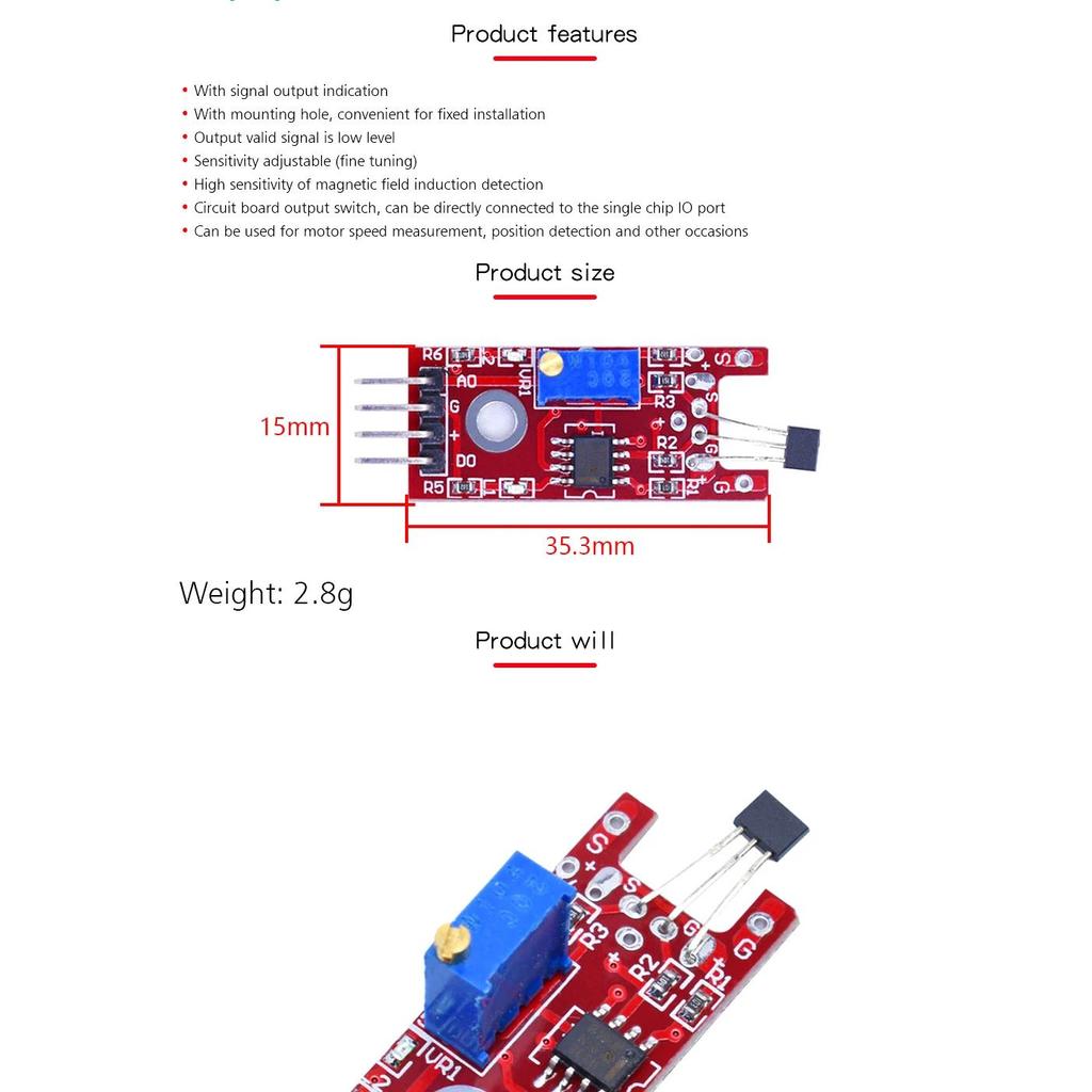 Papan Sensor Hall Magnetik Linear KY-024, Modul Sensor Hall Penghitung Kecepatan untuk Arduino DIY, 