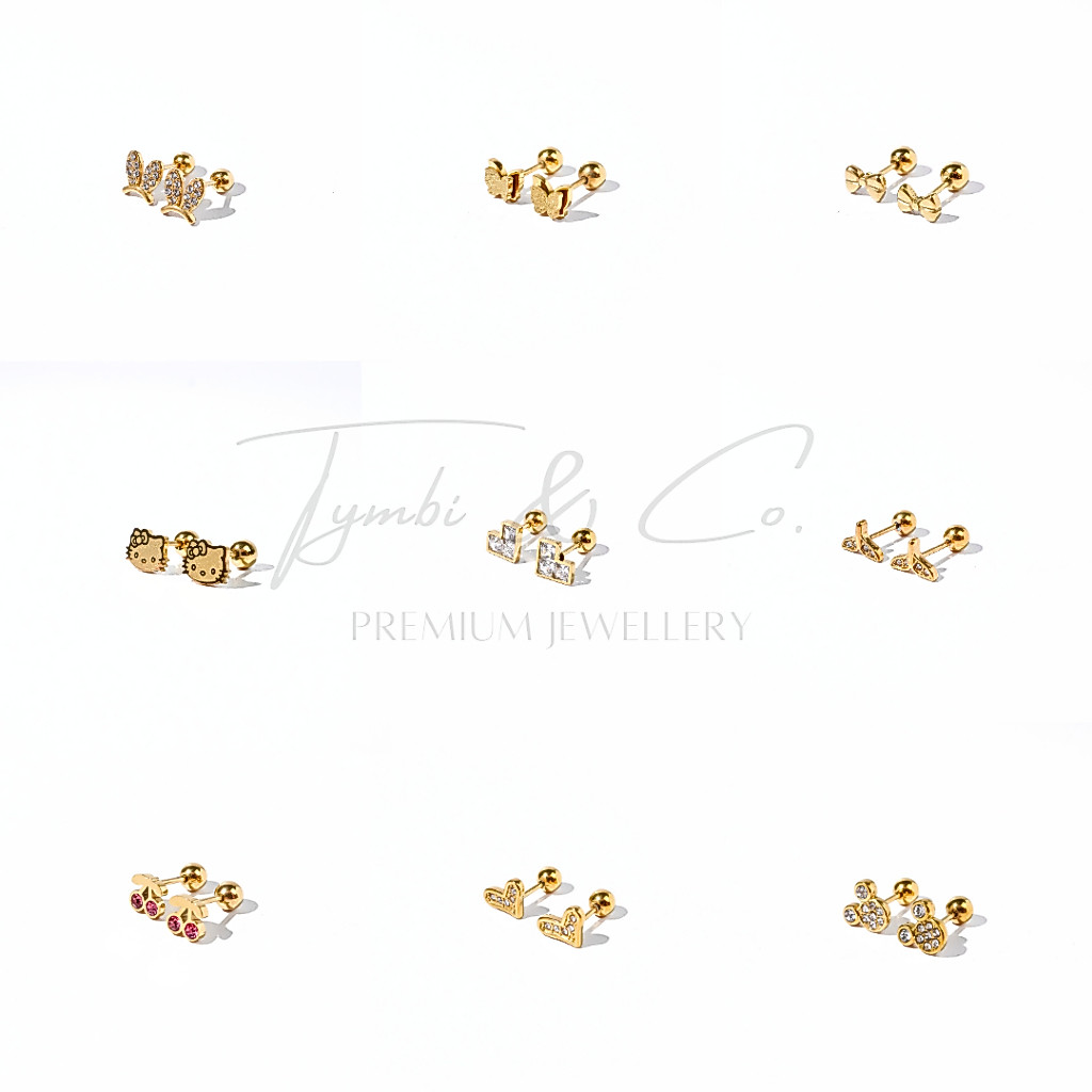 Tymbi&Co - Mini Play Earring (HARGA SEPASANG) Piercing | Anting Tusuk Anti Karat | Anting Tusuk Tita
