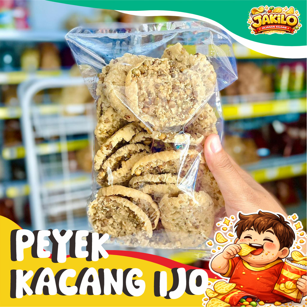 Rempeyek Kacang Ijo 500gr Peyek Kacang Hijau Bulat Gurih Renyah - JAKILO Jajanan Kiloan