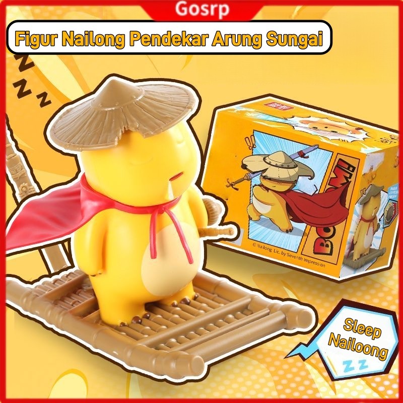 Figur Mini Nailong Pendekar Rakit Bambu Pajangan Meja Koleksi Mainan Nailong Mainan Putar Nailong He