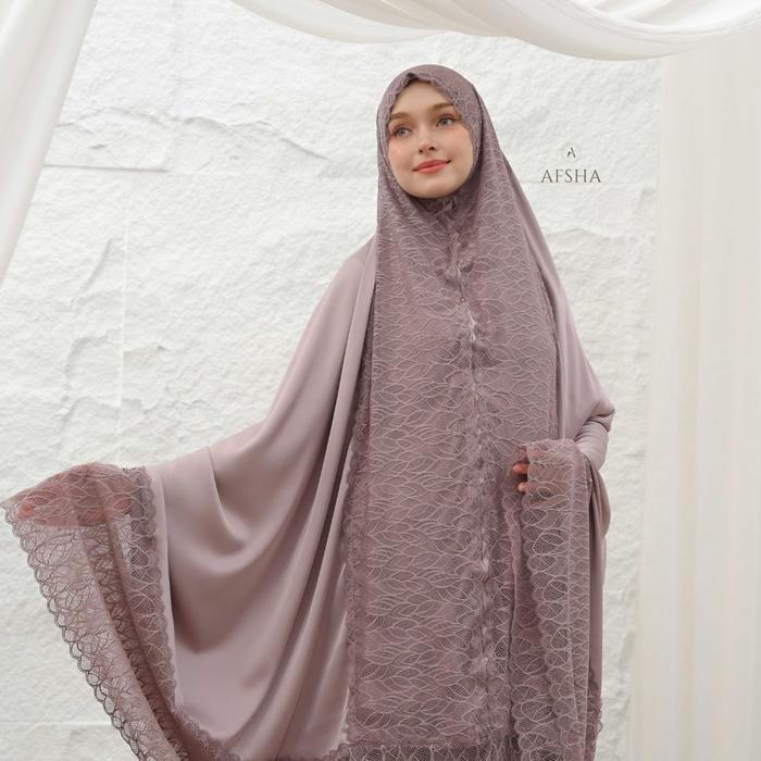 PROMO  Afsha - Mukena Dewasa Silk Premium (Free Sajadah, Pouch & Box Hampers) - Plum, Dewasa