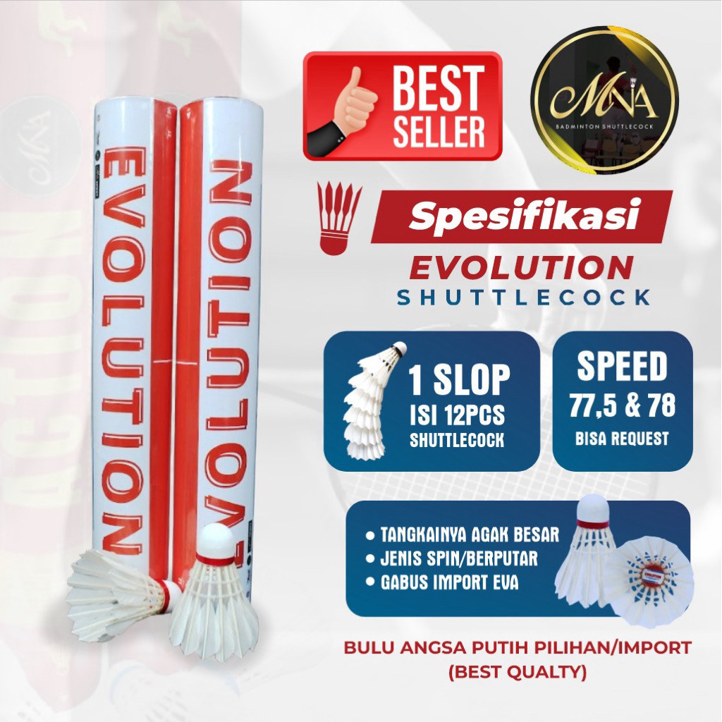 MNA Shuttlecock Evolution Spin 12Pcs Stabil