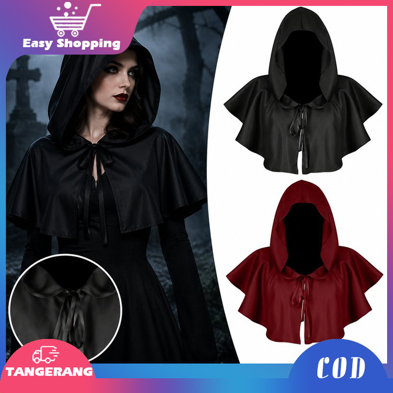 Medieval Hooded Cloak Halloween Poncho Costume Grim Reaper Costume Untuk Pria Wanita Cosplay