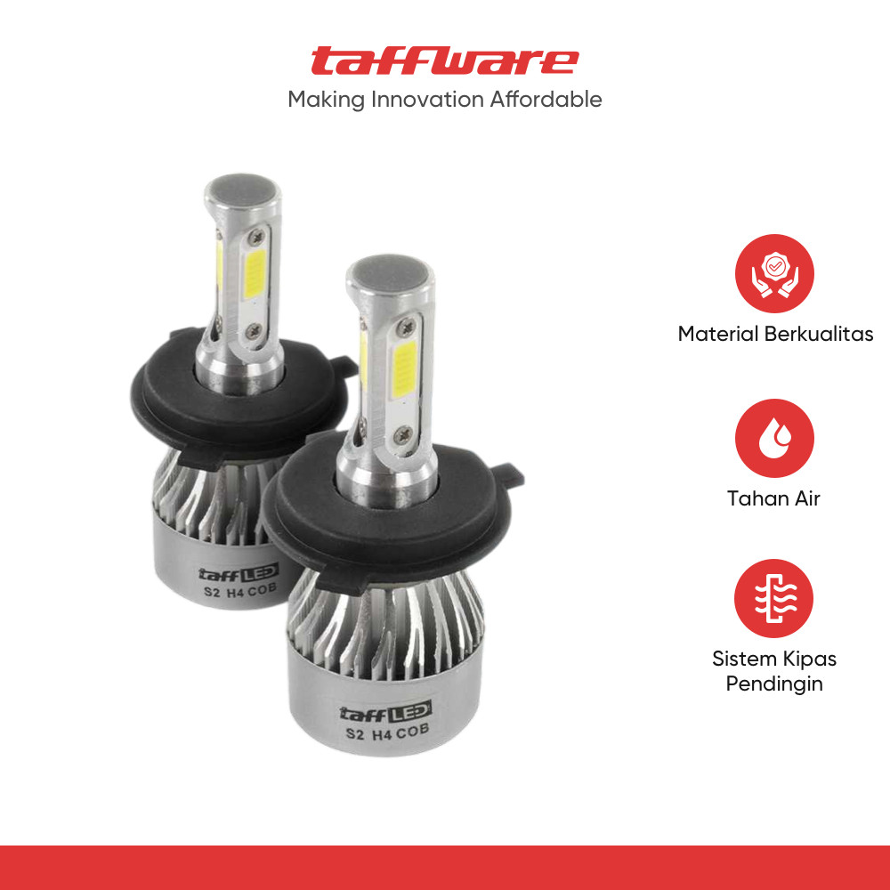TaffLED Lampu Mobil LED COB Headlight 8000LM H4 S2 Chip 2 PCS
