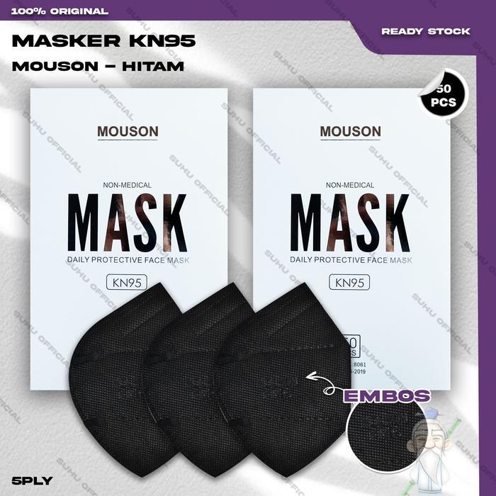 Masker KN95 MOUSON 5Ply isi 50Pcs Putih Hitam Abu KN 95 5 Ply - 95MOSON HTM 50