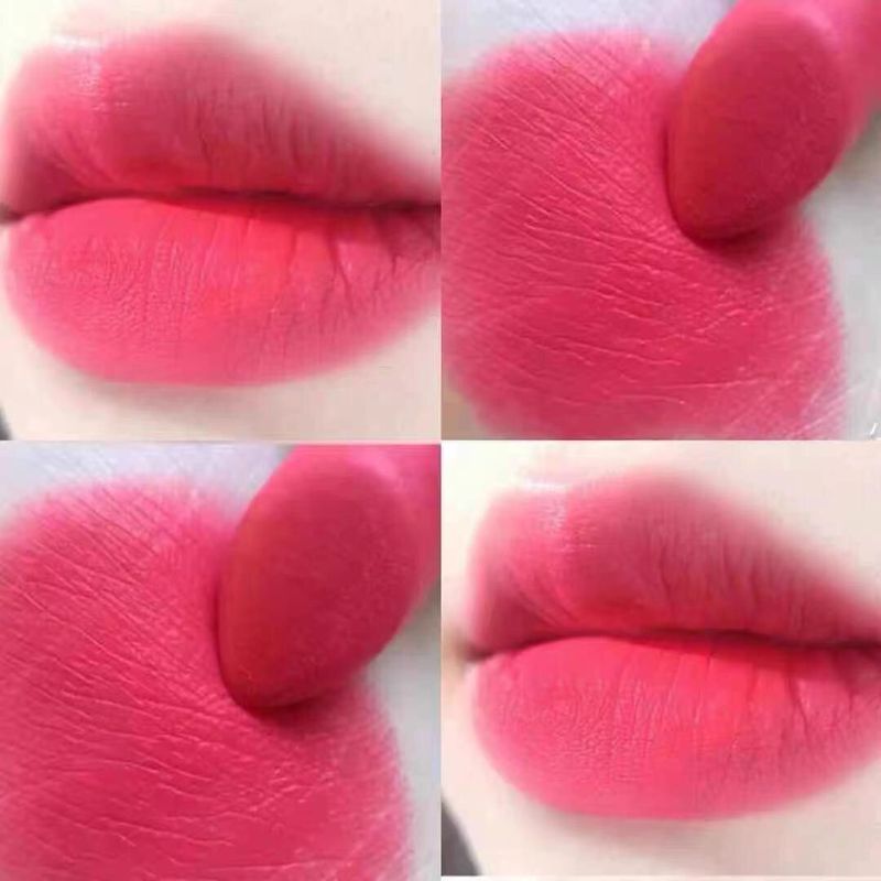 Lipstik makeup, lipstik matte velvet, lipstik matte warna peach pink yang tahan lama.