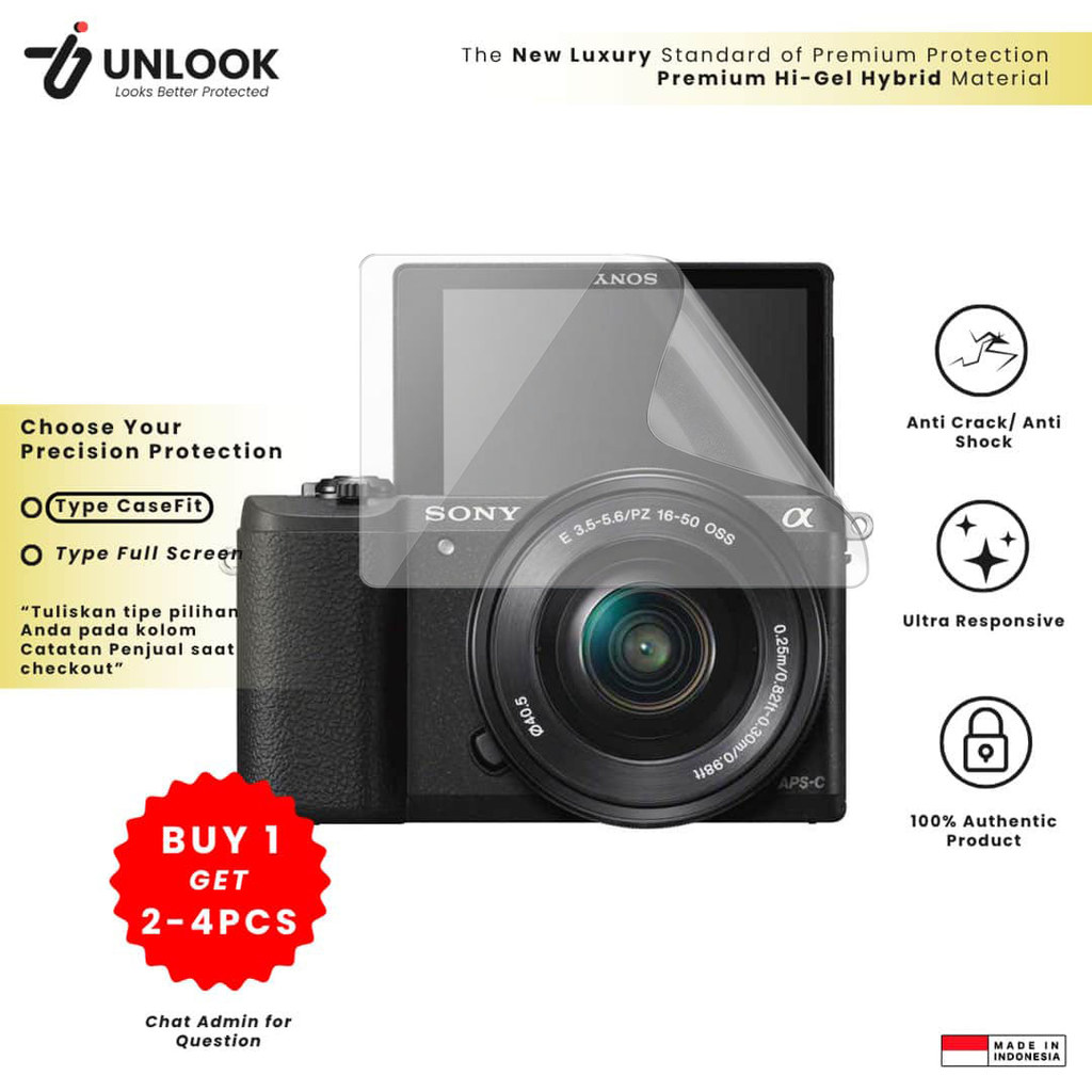 UNLOOK Hi-GEL HYBRID Hydrogel+ Pelindung Lentur for Sony A5100, A5000, A500 DSLR, A450 DSLR, A390L D