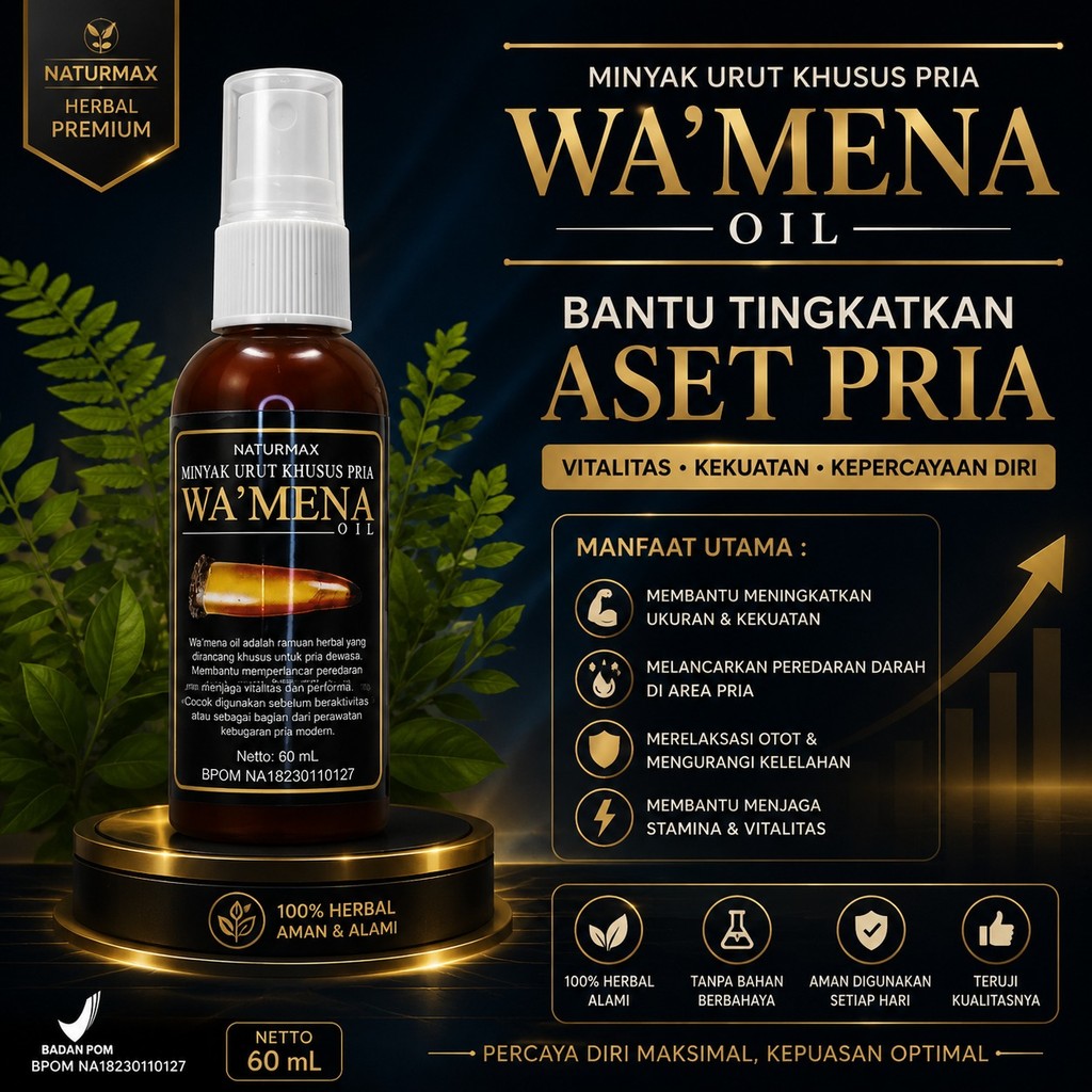 Minyak WAMENA daun 3jari asli Papua pembesar permanen pria kuat dan tahan lama