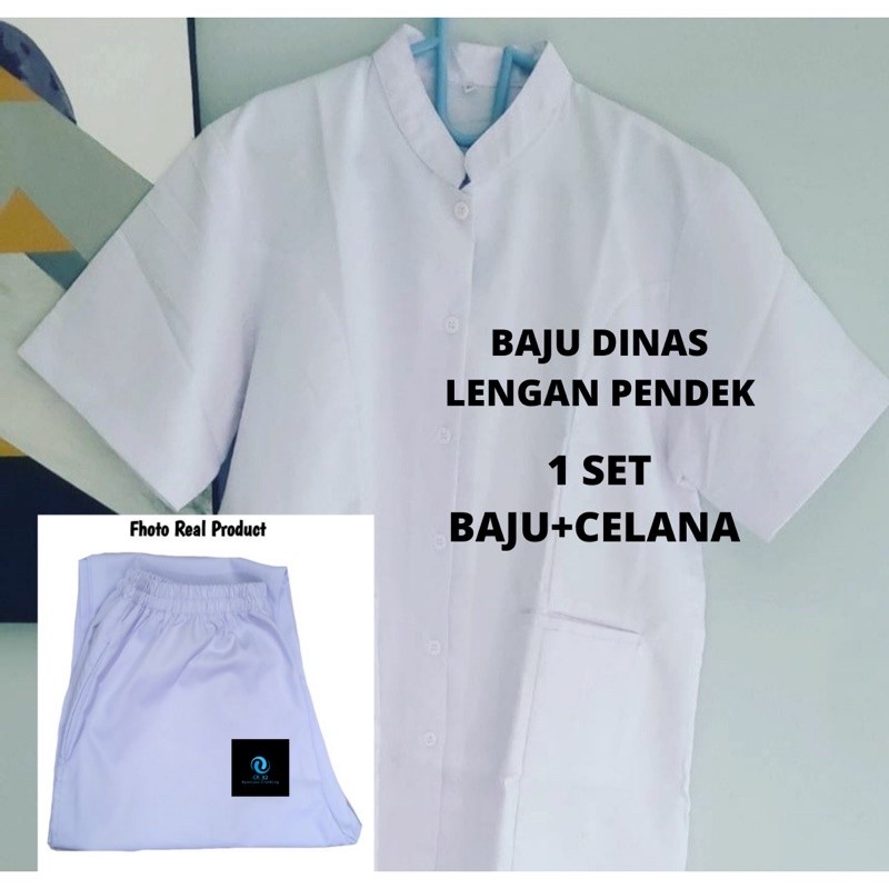 Diskon Baju Perawat Putih Lengan Pendek / Baju Dinas Perawat Putih