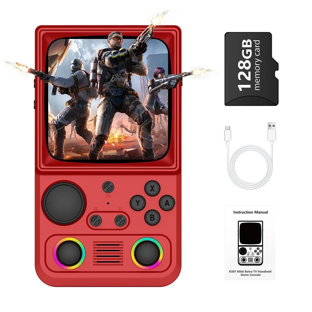 R36T MAX Retro Handheld Game Console 4.0 Inch IPS Screen 720*720 EmuELEC System Built-in 22000+ Game