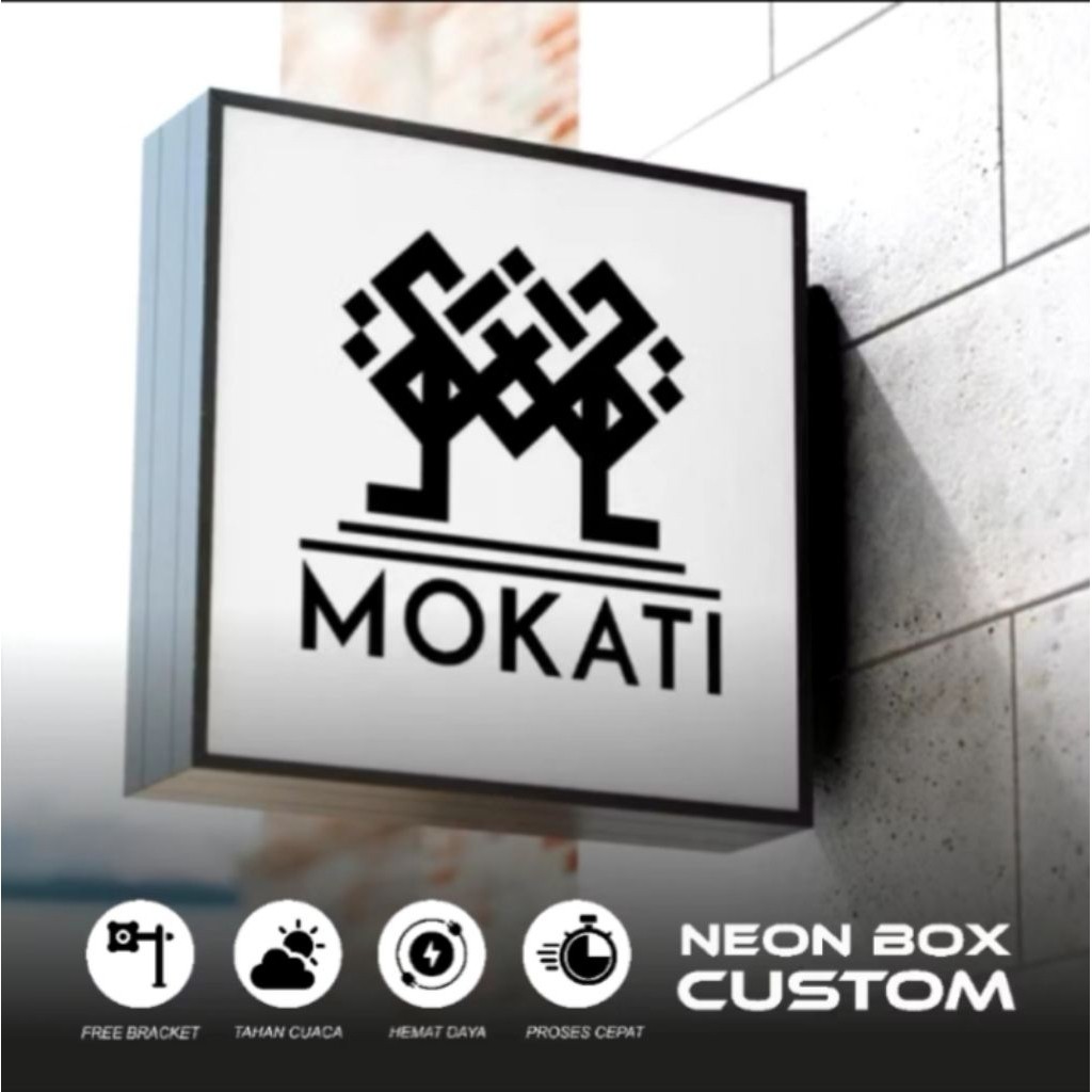 Neon Box Bulat Kotak Akrilik LED Terang Murah 2 Sisi Costum